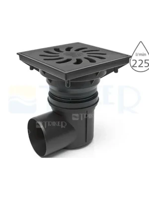 Vpusť kanalizační KVB 110/250 S Li se suchou klapkou, boční odpad 110 mm, litinová mřížka Laatste Kans