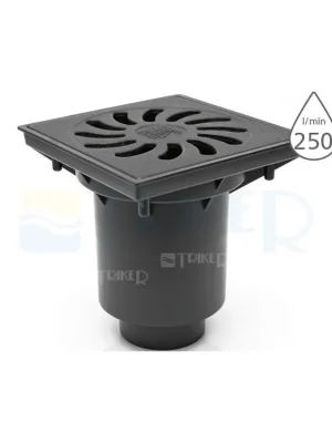 Vpusť kanalizační KVS 160 S Li se suchou klapkou, spodní odpad 160 mm, litinová mřížka Express Levering