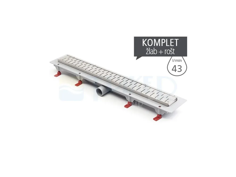 Žlab podlahový Medium s nerezovým roštem 650 mm, lesk Vysoce Kvalitní