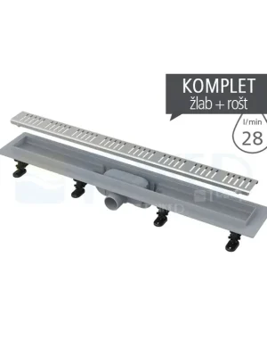 Žlab podlahový APZ10 Simple plastový s nerezovým roštem 750 mm Zlevněný