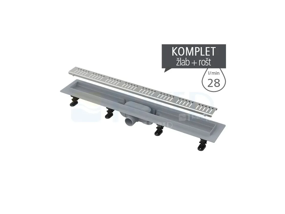 Žlab podlahový APZ10 Simple plastový s nerezovým roštem 750 mm Zlevněný