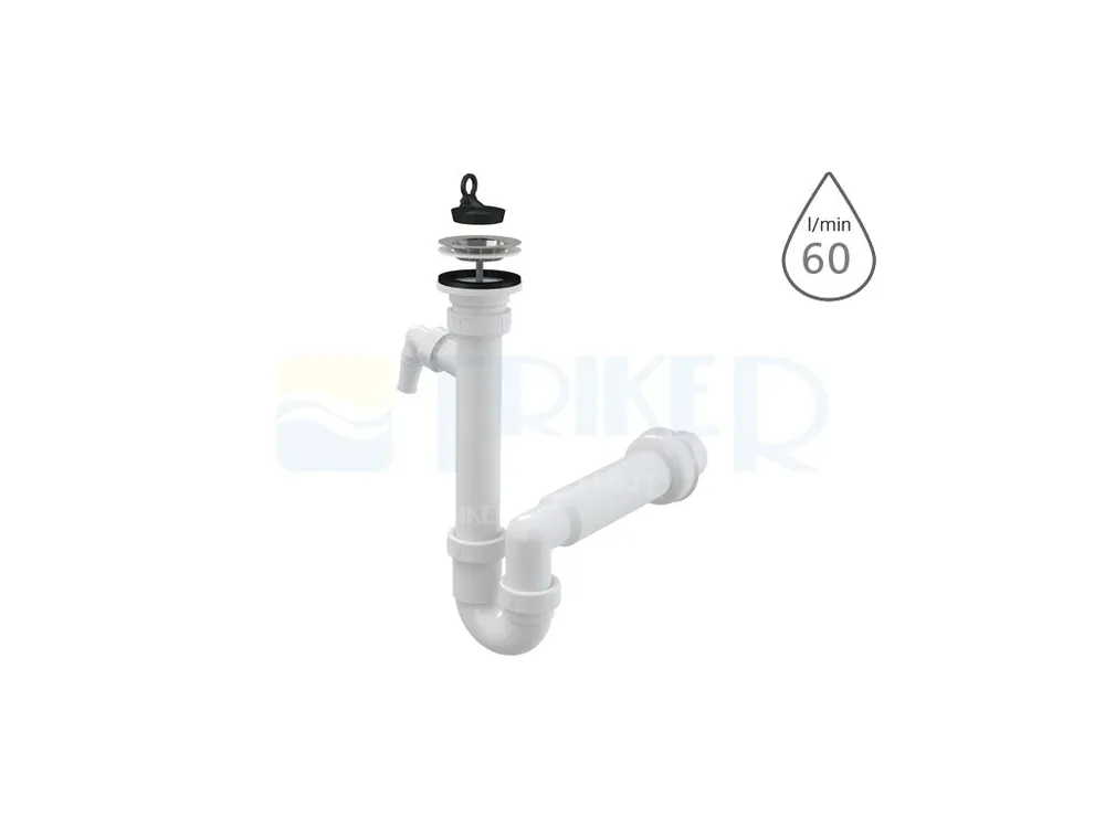Sifon dřezový s výpustí s přípojkou A810 s nerezovou mřížkou 70 x 50 mm Nieuw