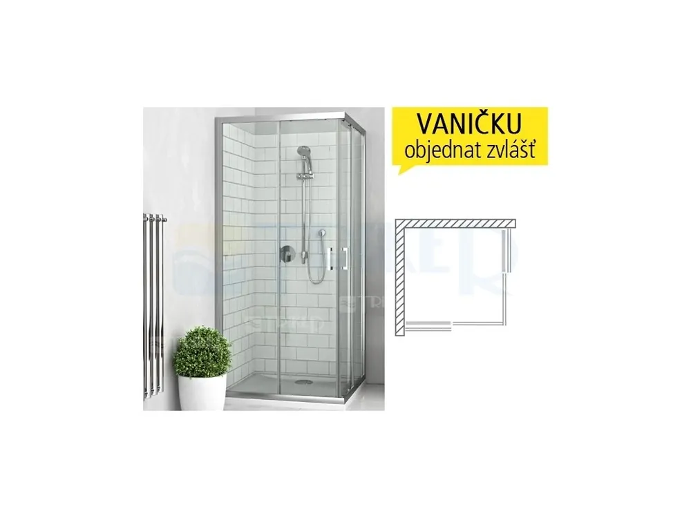 Exclusieve Aanbieding LLS2 sprchový kout s posuvnými dveřmi LLS2/1200 x 900 (1175-1190 x 875-890mm), profil brillant, výplň transparent