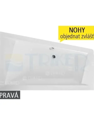 Shop Nu Kubic asymmetric vana akrylátová 170 x 110 cm pravá, bílá