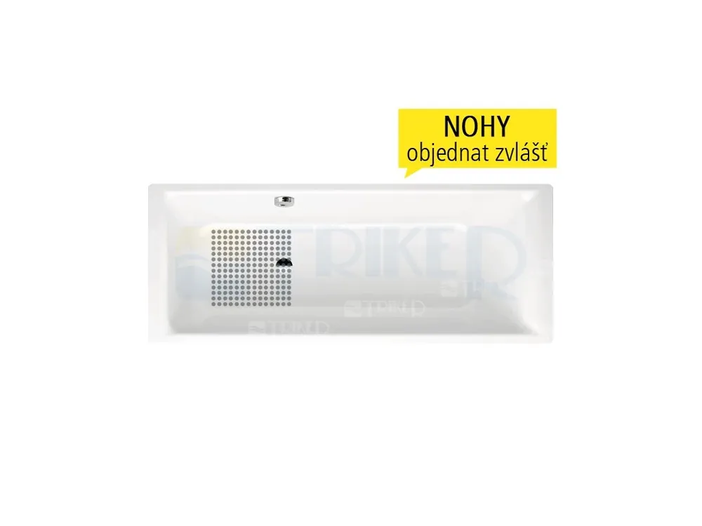Merkproduct Puro vana ocelová s bočním přepadem 180 x 80 cm 657, bílá + Antislip / standardní přepad