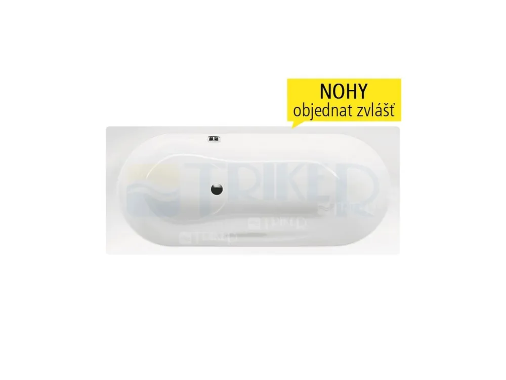 Op = Op Vaio Set vana ocelová s bočním přepadem 180 x 80 cm 946, bílá / standardní přepad