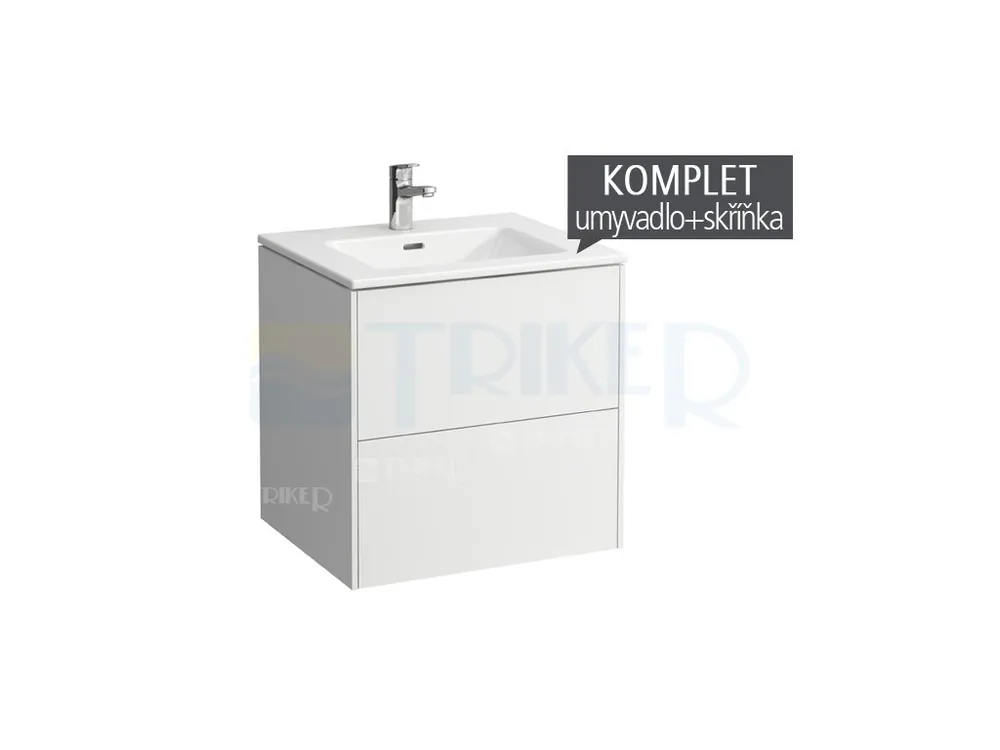 Hoge Kwaliteit Base skříňka s 2 zásuvkami s umyvadlem 60 x 50 cm s otvorem, bílá/mat