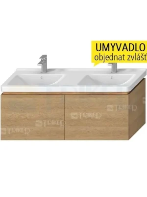 Nakupujte Hned Cubito skříňka se 2 zásuvkami pod dvojumyvadlo 130 x 48,5 cm, dub