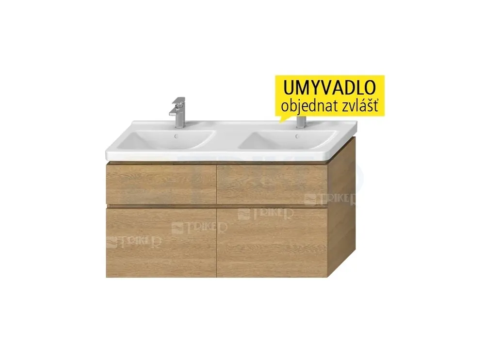 Gratis Retour Cubito skříňka se 4 zásuvkami pod dvojumyvadlo 130 x 48,5 cm, dub