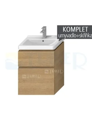 Komplet Cubito skříňka se 2 zásuvkami s umyvadlem 55 x 42 cm, dub Exclusieve Akce