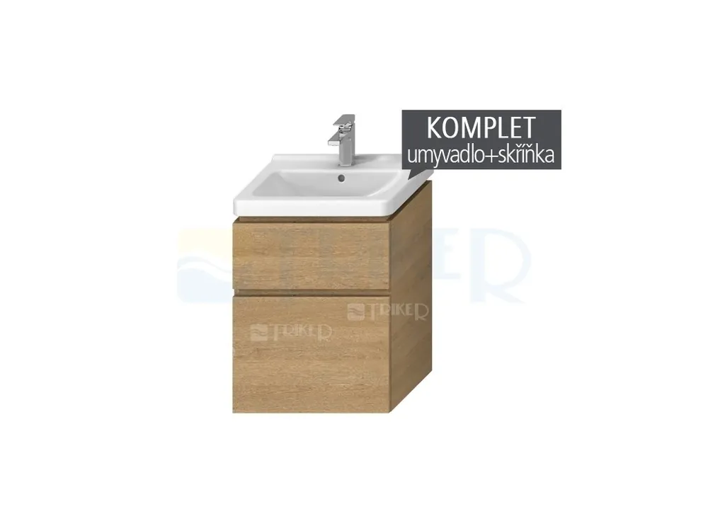 Komplet Cubito skříňka se 2 zásuvkami s umyvadlem 55 x 42 cm, dub Exclusieve Aanbieding