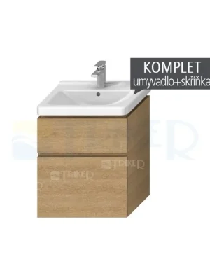 Sezónní Sleva Komplet Cubito skříňka se 2 zásuvkami s umyvadlem 60 x 45 cm, dub