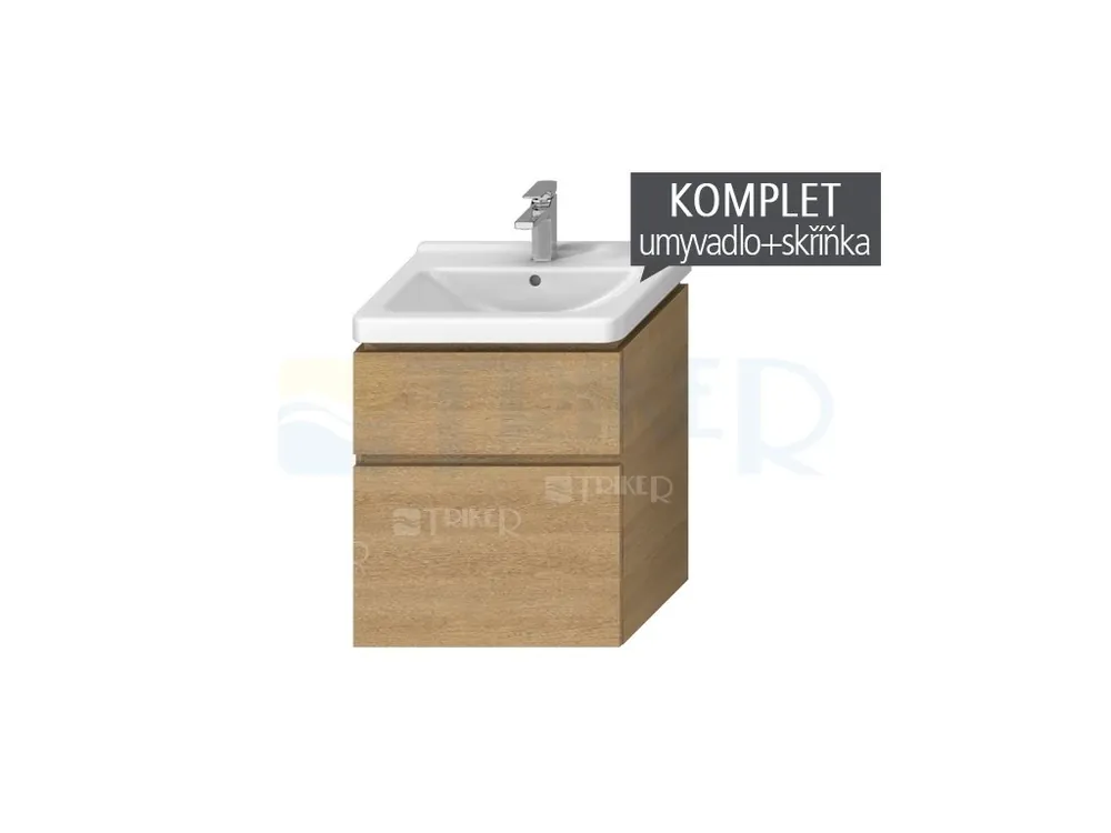 Sezónní Sleva Komplet Cubito skříňka se 2 zásuvkami s umyvadlem 60 x 45 cm, dub