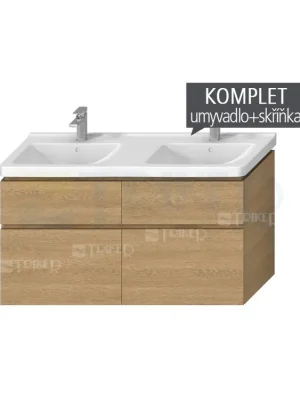 Dokud Zásoby Vydrží Komplet Cubito skříňka s 4 zásuvkami s umyvadlem 130 x 48,5 cm, dub