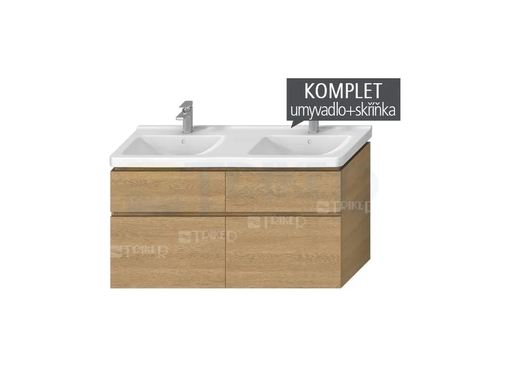 Op = Op Komplet Cubito skříňka s 4 zásuvkami s umyvadlem 130 x 48,5 cm, dub