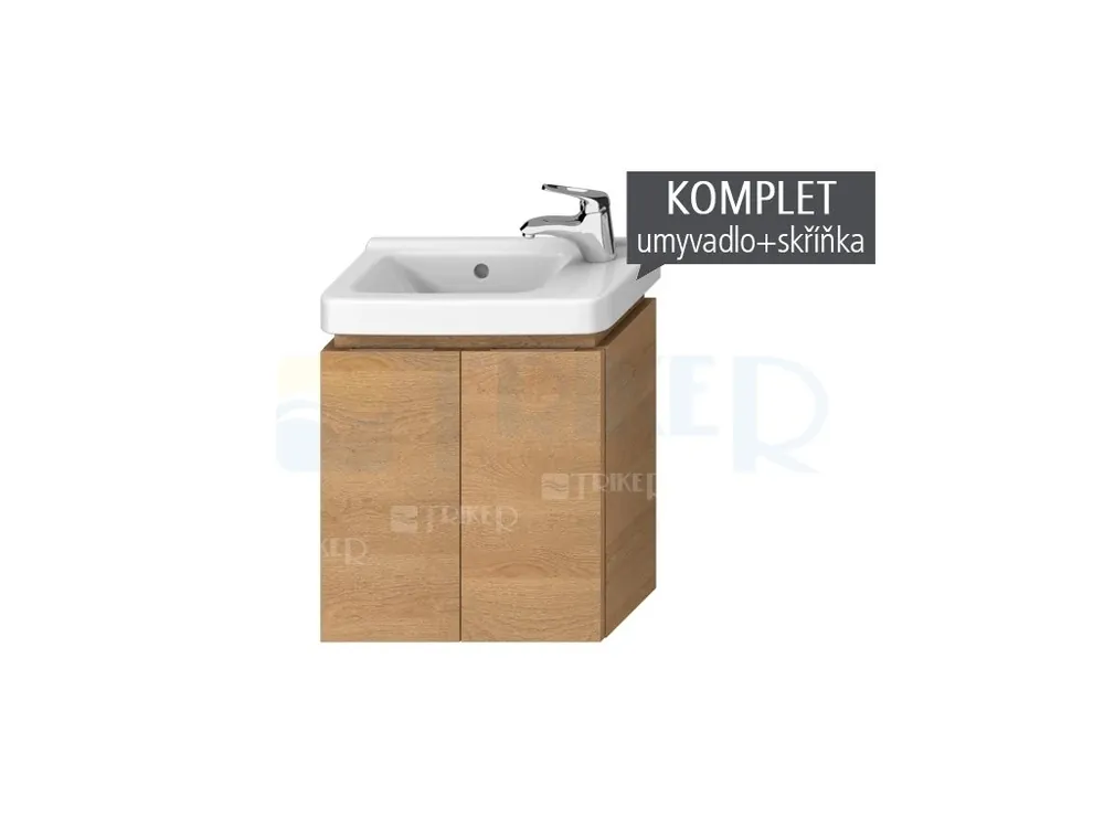 Must-Have Komplet Cubito skříňka s 2 dvířky s umývátkem 45 x 25 cm, otvor vpravo, dub