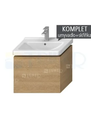 Komplet Cubito skříňka s 1 zásuvkou s umyvadlem 60 x 45 cm, dub Cenový Hit