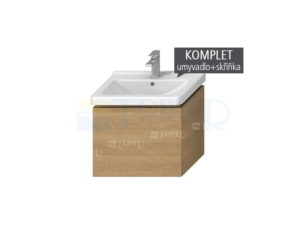 Komplet Cubito skříňka s 1 zásuvkou s umyvadlem 60 x 45 cm, dub Koopje