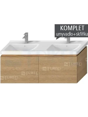 Komplet Cubito skříňka se 2 zásuvkami s dvojumyvadlem 130 x 48,5 cm, dub Finale Výprodej
