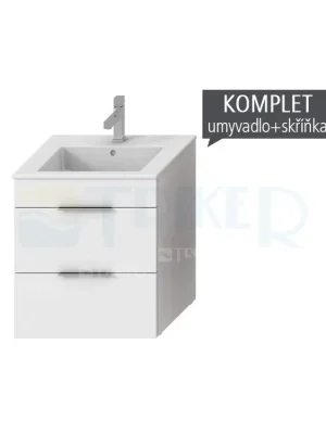 Cube skříňka s 2 zásuvkami s umyvadlem 55 x 43 cm bílá, úchytky chrom Tovární Cena