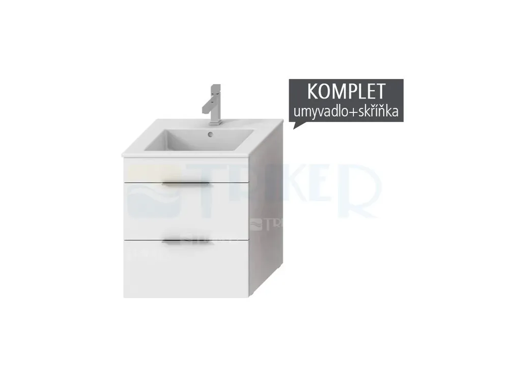 Cube skříňka s 2 zásuvkami s umyvadlem 55 x 43 cm bílá, úchytky chrom Tovární Cena