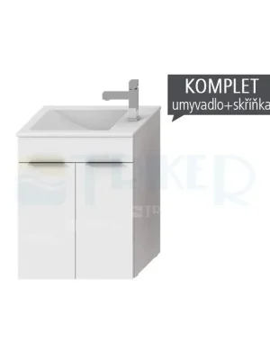 Cube skříňka s 2 dveřmi s umyvadlem 50 x 33,5 cm bílá, úchytky chrom Vysoce Kvalitní