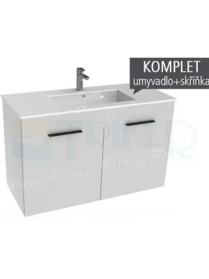 Cube skříňka s 2 dveřmi s umyvadlem 100 x 43 cm bílá, úchytky chrom Denní Nabídka