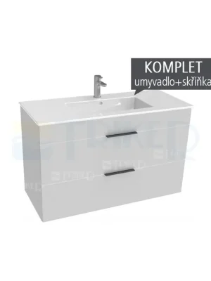 Poslední Šance Cube skříňka s 2 zásuvkami s umyvadlem 100 x 43 cm bílá, úchytky chrom