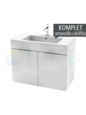 Cube skříňka s 2 dveřmi s umyvadlem 80 x 43 cm bílá, úchytky chrom Exclusieve Akce
