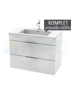 Koupit Online Cube skříňka s 2 zásuvkami s umyvadlem 80 x 43 cm bílá, úchytky chrom