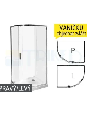 Tigo sprchový kout asymetrický 100 x 80 cm profil stříbro, výplň transparent Víkendová Akce