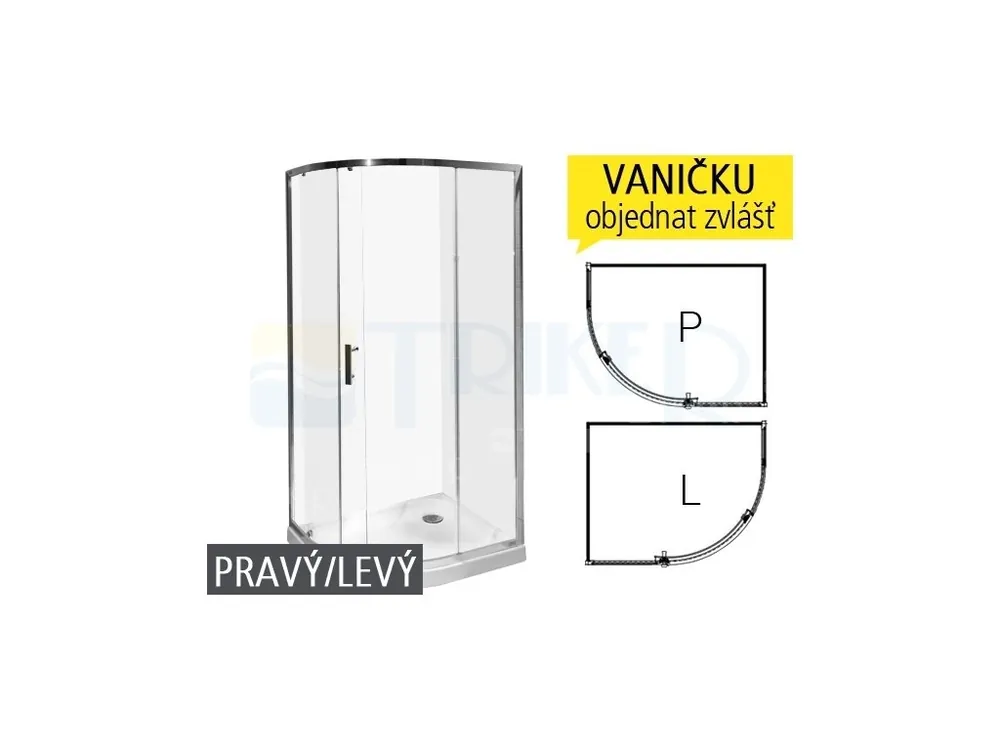 Tigo sprchový kout asymetrický 100 x 80 cm profil stříbro, výplň transparent Víkendová Akce