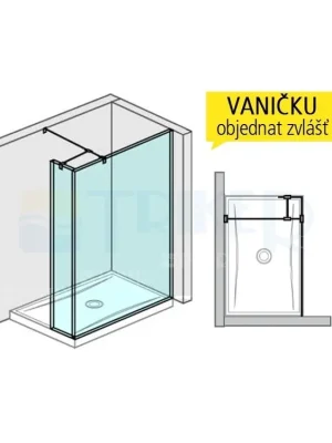 Poslední Šance Pure boční stěna dlouhá včetně krátkého skla 130 x 20 cm, výplň transparent