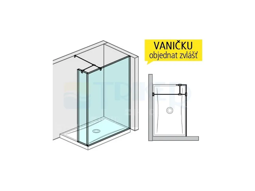 Akční Cena Pure boční stěna dlouhá včetně krátkého skla 140 x 20 cm, výplň transparent