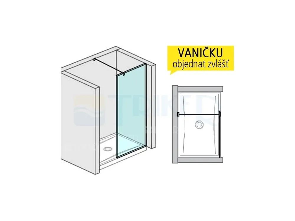 Pure boční stěna krátká s bočním profilem 79,5 cm, výplň transparent Oblíbený