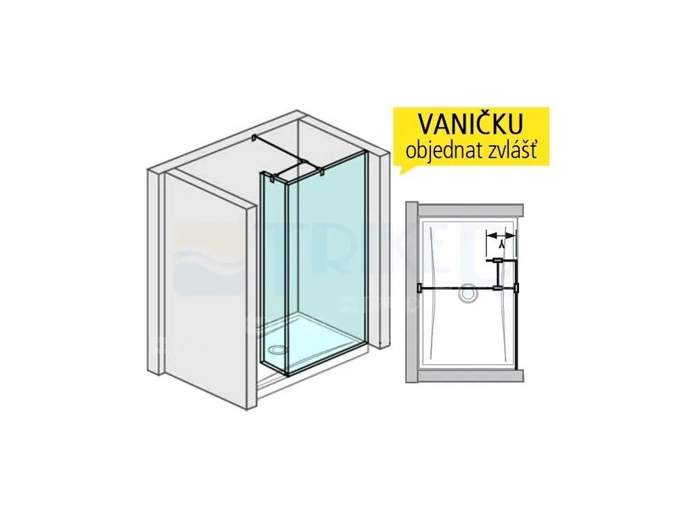 Pure boční stěna krátká s krátkým sklem 79,5 x 20 cm, výplň transparent Veilige Betaling