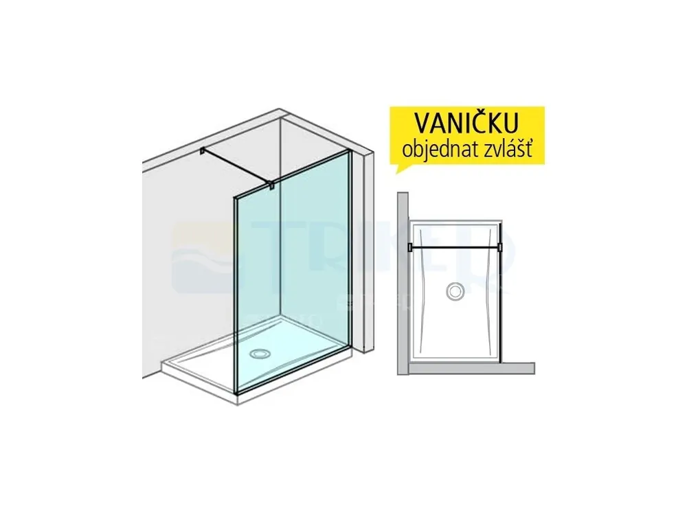 Ihned K Objednání Pure boční stěna dlouhá s bočním profilem a vzpěrou, 130 cm, výplň transparent