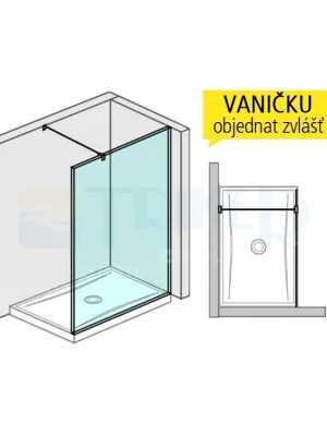 Pure boční stěna dlouhá s bočním profilem a vzpěrou, 140 cm, výplň transparent Speciale Akce