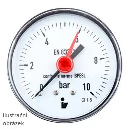 Manometr d 63 mm, 0 - 10 bar, G 1/4", zadní vývod Tijdelijk Beschikbaar
