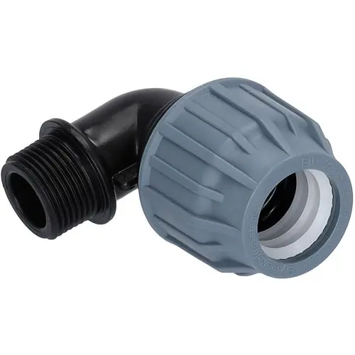 Plastové svěrné koleno 90° PP-S d 25 x 3/4", s vnějším závitem Aanbieding