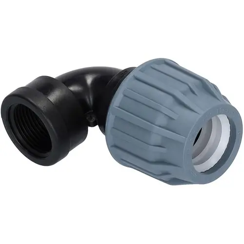 Certifikovaný Plastové svěrné koleno 90° PP-S d 20 x 1/2", s vnitřním závitem