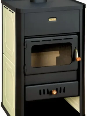 Koop Online PRITY S1 W10 krbová kamna 13,3kW, s výměníkem, černá/béžová