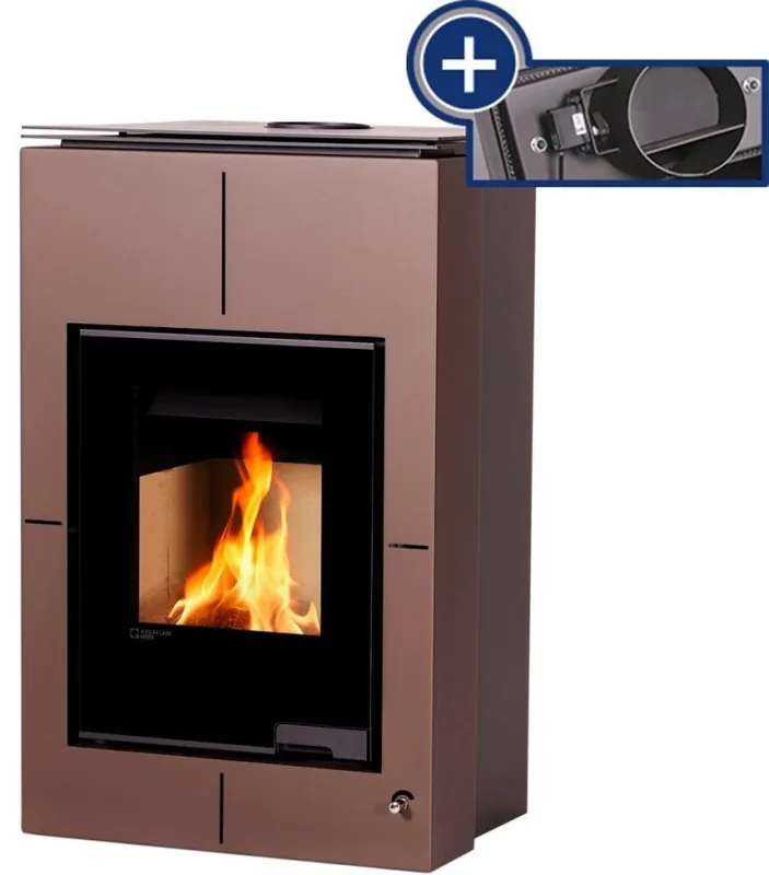 HS FLAMINGO AQUAFLAM VARIO SAPORO krbová kamna 11/7kW, s výměníkem, elektronická regulace, sametově hnědá Hete Deal