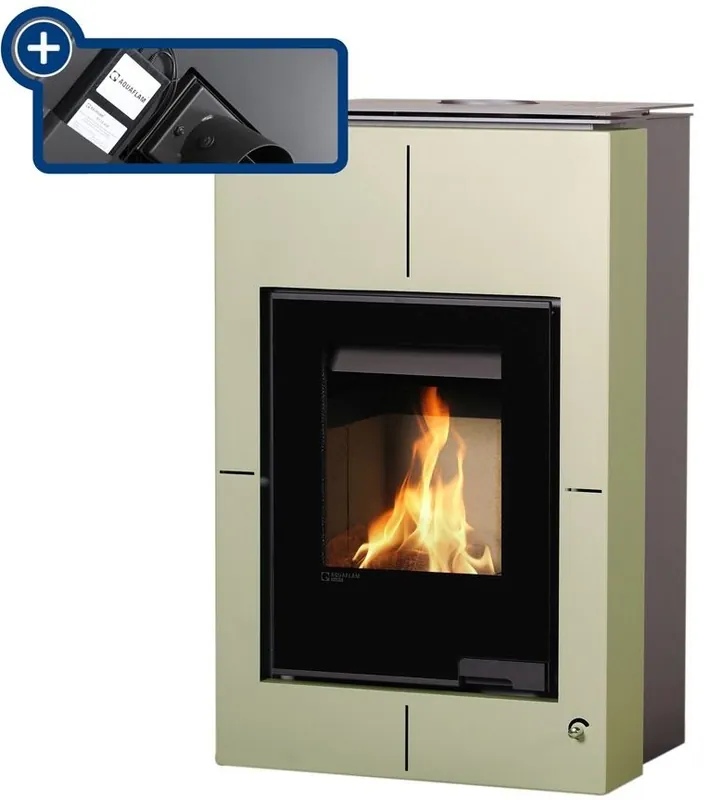 HS FLAMINGO AQUAFLAM VARIO SAPORO krbová kamna 11/5kW, s výměníkem, elektronická regulace, olivová Dagaanbieding