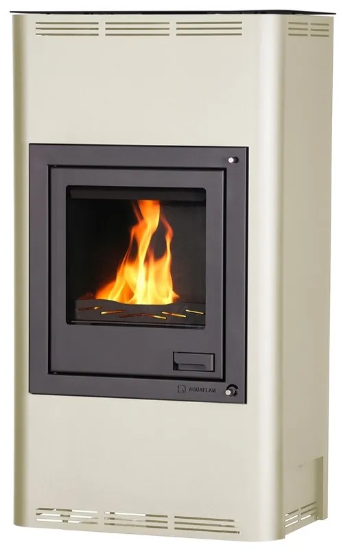 Levný HS FLAMINGO AQUAFLAM 17 krbová kamna 17kW, s výměníkem, automatická regulace, krémová