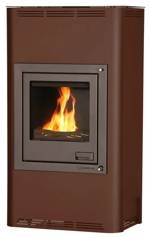 Rychlé Dodání HS FLAMINGO AQUAFLAM 17 krbová kamna 17kW, s výměníkem, základní regulace, sametově hnědá