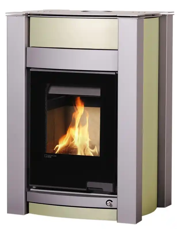 HS FLAMINGO AQUAFLAM VARIO KALMAR krbová kamna 11/7kW, s výměníkem, manuální regulace, olivová Speciale Aanbieding