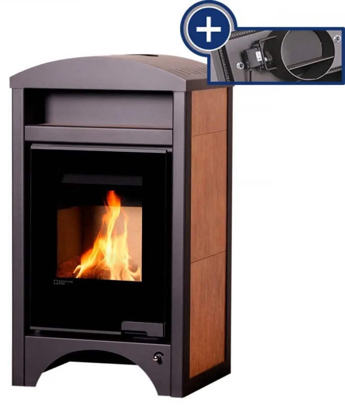 Seizoensaanbieding HS FLAMINGO AQUAFLAM VARIO BARMA krbová kamna 11/7kW, s výměníkem, elektronická regulace, ořech
