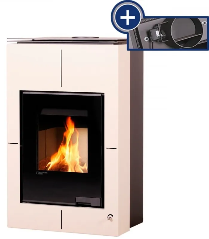 Direct Verzonden HS FLAMINGO AQUAFLAM VARIO SAPORO krbová kamna 11/7kW, s výměníkem, elektronická regulace, krémová