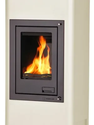 Nejprodávanější HS FLAMINGO AQUAFLAM 12 krbová kamna 12kW, s výměníkem, manuální regulace, krémová